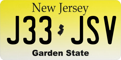 NJ license plate J33JSV