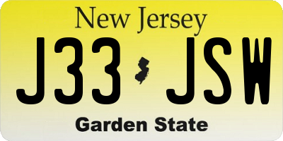 NJ license plate J33JSW