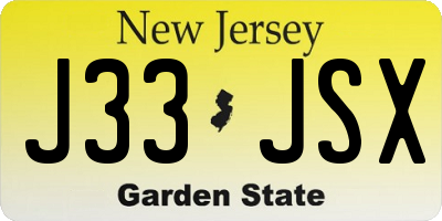 NJ license plate J33JSX