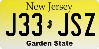 NJ license plate J33JSZ