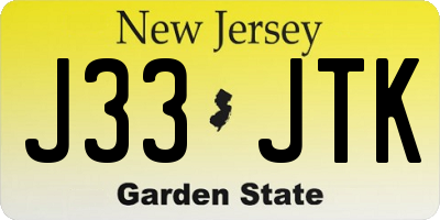 NJ license plate J33JTK