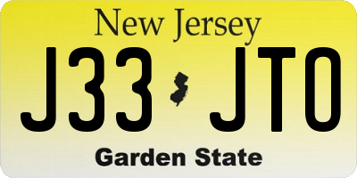 NJ license plate J33JTO