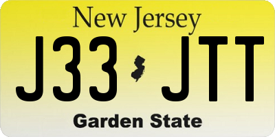 NJ license plate J33JTT