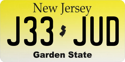NJ license plate J33JUD