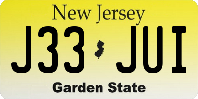 NJ license plate J33JUI