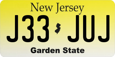 NJ license plate J33JUJ