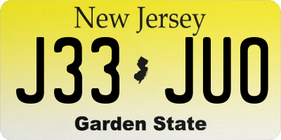NJ license plate J33JUO