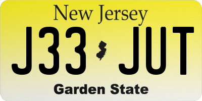 NJ license plate J33JUT
