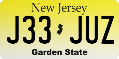 NJ license plate J33JUZ