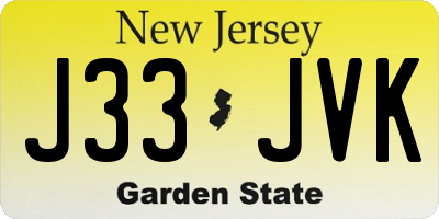 NJ license plate J33JVK