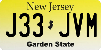 NJ license plate J33JVM