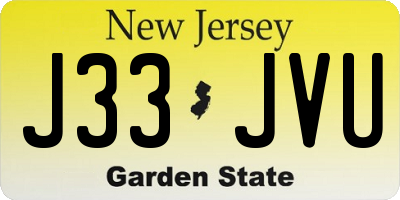 NJ license plate J33JVU