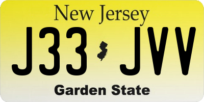NJ license plate J33JVV