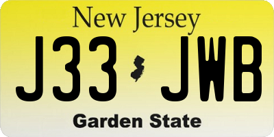 NJ license plate J33JWB