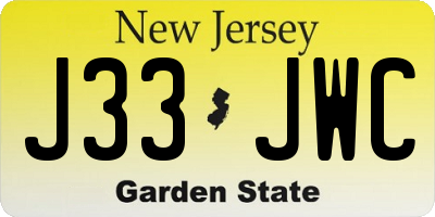 NJ license plate J33JWC