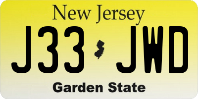 NJ license plate J33JWD