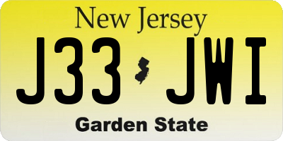 NJ license plate J33JWI
