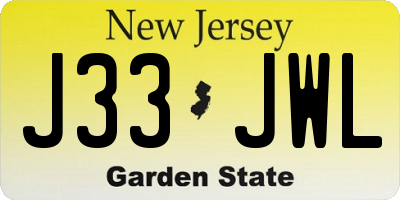 NJ license plate J33JWL