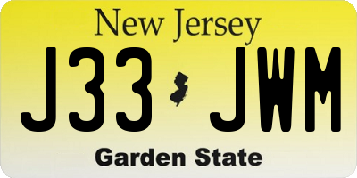 NJ license plate J33JWM