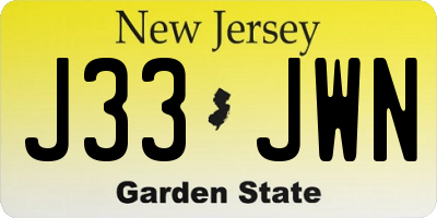 NJ license plate J33JWN