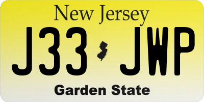 NJ license plate J33JWP