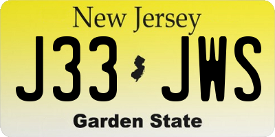 NJ license plate J33JWS