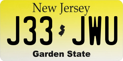 NJ license plate J33JWU