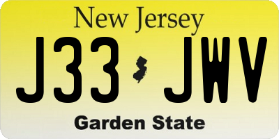 NJ license plate J33JWV