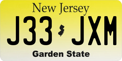 NJ license plate J33JXM