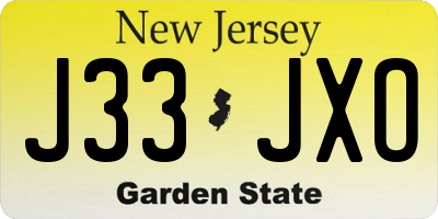 NJ license plate J33JXO
