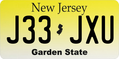 NJ license plate J33JXU