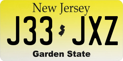 NJ license plate J33JXZ