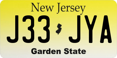 NJ license plate J33JYA