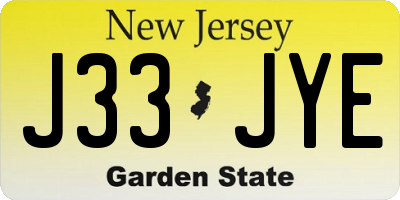 NJ license plate J33JYE