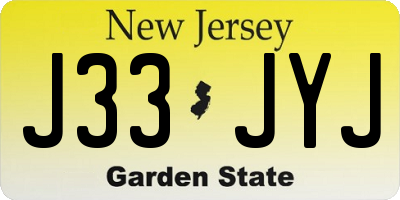 NJ license plate J33JYJ