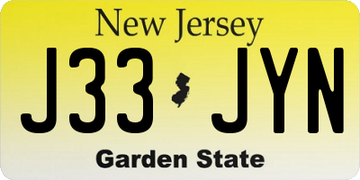 NJ license plate J33JYN