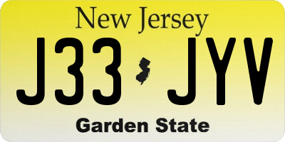 NJ license plate J33JYV