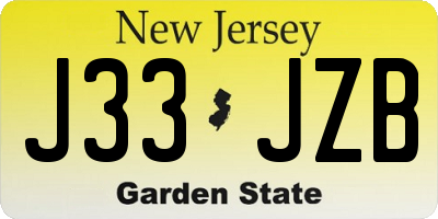 NJ license plate J33JZB