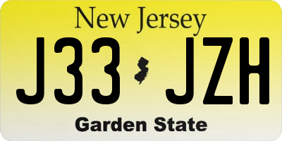 NJ license plate J33JZH