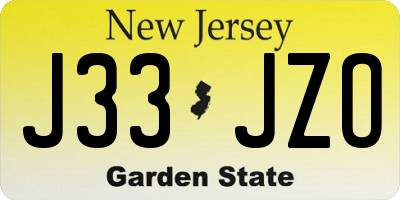 NJ license plate J33JZO