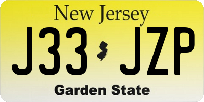 NJ license plate J33JZP