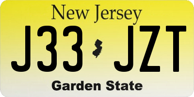 NJ license plate J33JZT