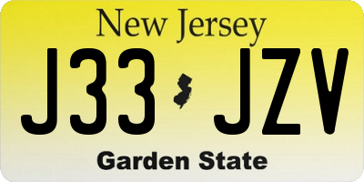 NJ license plate J33JZV