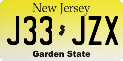 NJ license plate J33JZX