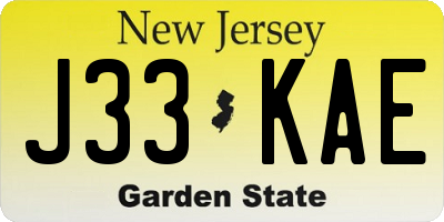 NJ license plate J33KAE
