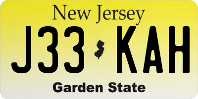 NJ license plate J33KAH