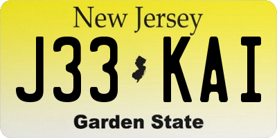 NJ license plate J33KAI