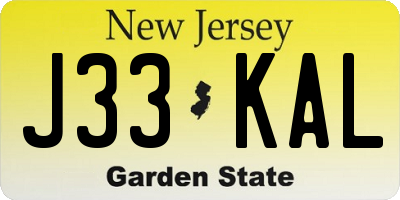 NJ license plate J33KAL