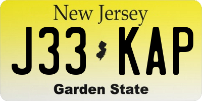 NJ license plate J33KAP