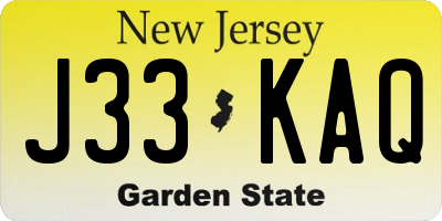 NJ license plate J33KAQ